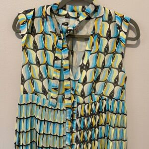 NWT Vipart Blue and Yellow Sleveless, Button Up Dress, Women's Size EU 36